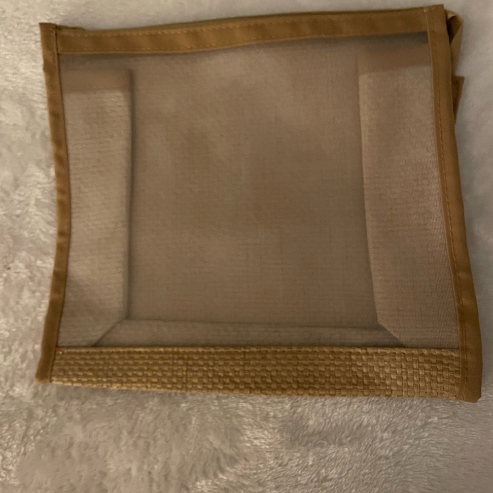 Brown woven make up bag